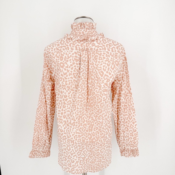 J.Crew Classic-fit ruffleneck shirt in leopard - Picture 6 of 9